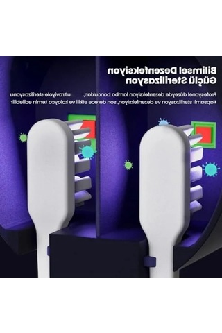 Şarj Edilebilir Diş Fırçası Tutacağı Ve Uv Sterilizatör, 1800mah Açık Ahşap