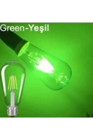 4 W Yeşil Işık 4 Flamanlı Rustik E27 Duy Led Ampül Renkli 1 Adet