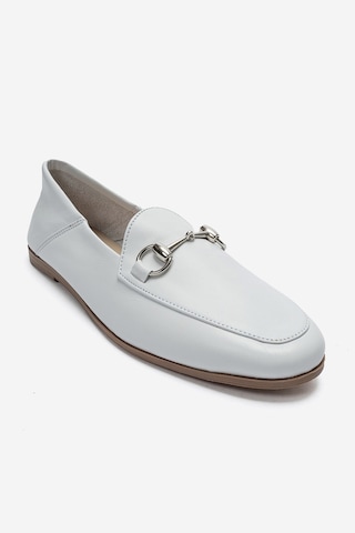 Luvishoes F03 Beyaz Cılt Derı Kadın Babet Beyaz