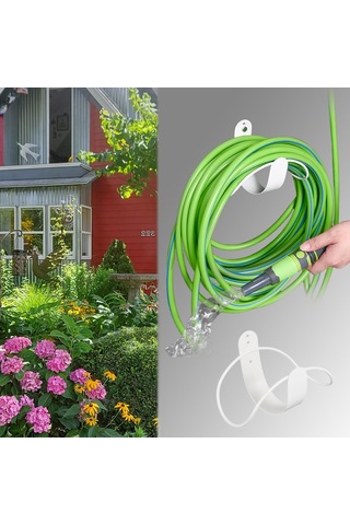 Suntek Magideal Su Hortumu Askısı Metal Borusu Depolama Rafı Beyaz