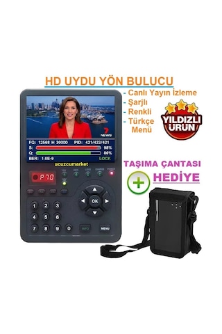 Uydu Yön Bulucu 3.5 İnç Dijital Ekranlı Görüntülü Canlı Yayın İzleme-şarjlı-taşıma Çantalı