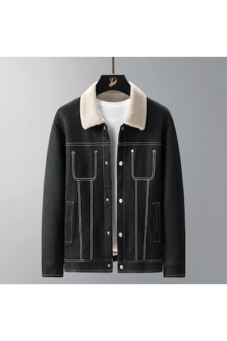 Açık Hava Eğlence Artı Kadife Kalın Bol Sıcak Erkek Ceketi Sarı