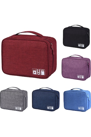 Yifomall Siyah Elektronik Aletler Çantası - Kablolar, Powerbank, Usb, Kulaklık Ve Dijital Aksesuarlar İçin Taşınabilir Depolama Çantası