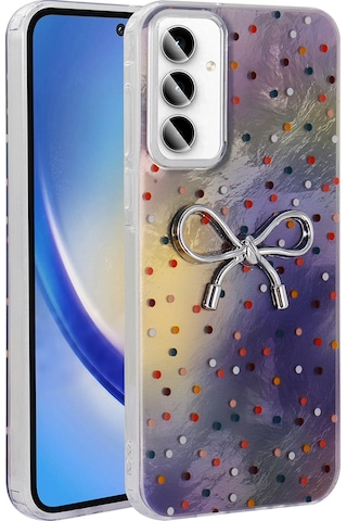Galaxy A55 Uyumlu Uyumlu Kılıf Kamera Korumalı Figürlü Zore Ponti Silikon Kapak - Lila Lila