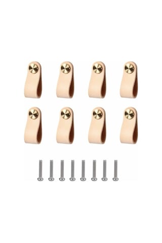 Deri Kulplar 8 Adet Deri Mobilya Kulpu Vidalı Aksesuarlarla Zarif Mobilya Dekorasyon Aksesuarları İçin Dolap Kulpları