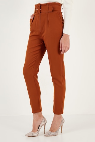 Lela Yüksek Bel Cepli Kemerli Regular Fit Kumaş Bayan Pantolon 611Pl04 Kiremit