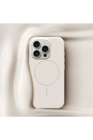 İphone Uyumlu 15 Pro Max Soft Parlak Kılıf Magsafe Şarj Özellikli Wlons Frego Kapak Krem Krem