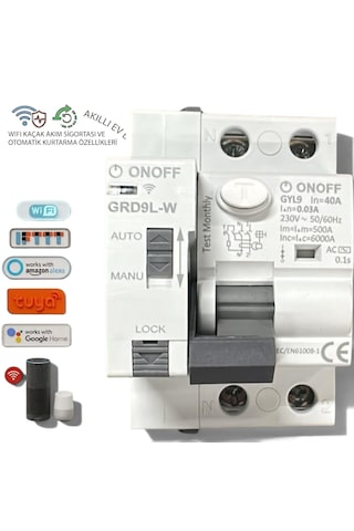 Onoff Tuya Wifi Akıllı Kaçak Akım Sigorta Uzaktan Kontro Zamanlama 40 Amper Grd9l-w Gyl9