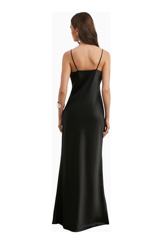 United Colors Of Benetton Because Of Alice Satin Lace Detail Camisole Maxi Dress Kadın Elbise Siyah