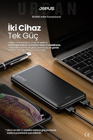10.000mah Led Işıklı Taşınabilir Şarj Aleti/powerbank Siyah/beyaz Jp-p10s-1