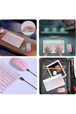 Büro Ev Ofis Bilgisayarı İçin Pembe Rgb Işıklı Klavye Mouse Seti Diğer