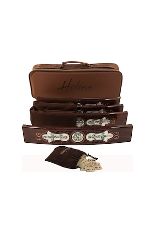 Helena Wood Art Abalone Yeşil Sedef Kakma Ahşap Okey Takımı El Yapımı