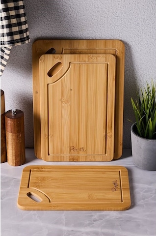 Perotti Bamboo 3'lü Kesme Doğrama Tahtası 16332 Ahşap
