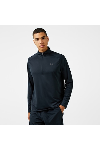 Under Armour Tech 2.0 1/2 Zipped Erkek Siyah Uzun Kollu T-shirt - 1328495 Siyah