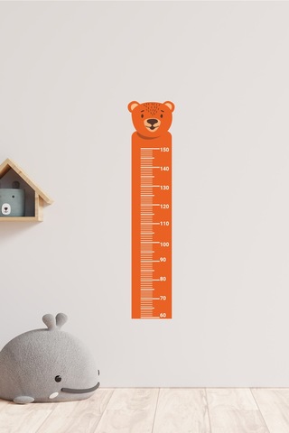 Sevimli Hayvan Ayı Temalı Boy Ölçer Duvar Sticker
