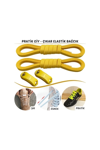 Tak Bırak,klipsli Elastik,yeni Nesil Akıllı Bağcık, Sarı Renk