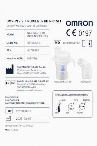 Omron Nebulizer Kit N-01 Set Neb-nset3-81 Nebülizatör Yedek Hazne Ve Ağızlık Seti
