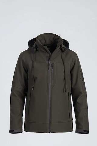 Vatan Tekstil Erkek Slim Fit Softshell Kapüşonlu Erkek Mont Su İtici Rüzgar Geçirmez Haki