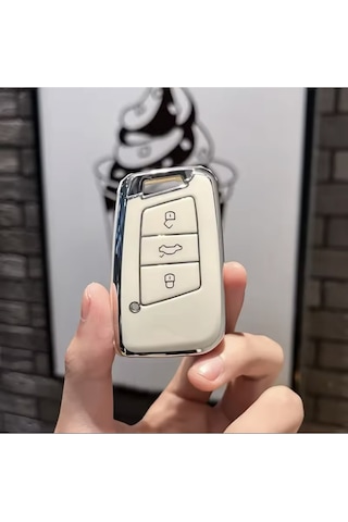 Seat Ateca Sustasız Anahtar Kılıfı Beyaz-silver