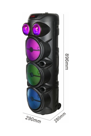 Hepu Hp-974 Partybox Hoparlör 20w Güç 3 X 8 Woofer Rgb Işık Efektleri Kablosuz Mikrofonlu