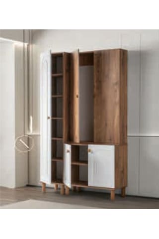 Bera Beyaz - Atlantik Çam 3 Kapılı Zambak Portmanto Atlantik - Çam