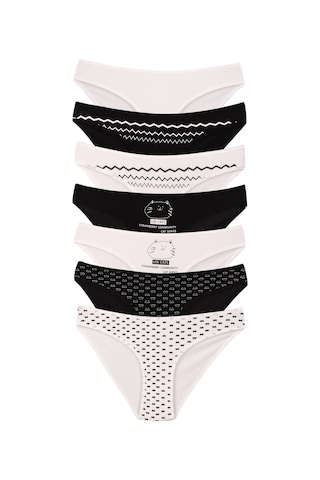 Sebatingo Kadın Külot Bikini Pamuklu Çok Renkli 7 Li Paket 37000-480-459 Çok Renkli