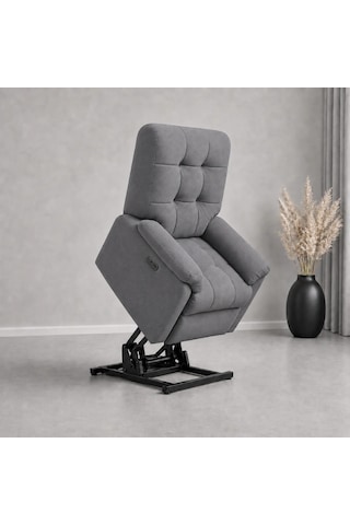Smarto Relax Porto Liftli Çift Motorlu Elektrikli Ayağa Kalkma Destekli Polyester Hasta Ve Baba Tv Koltuğu Gri