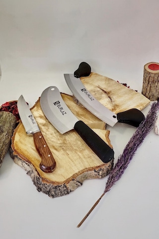 Sürmene 3'lü Şef Seti Çift Tutma Kıyma Zırhı Soğan Satırı