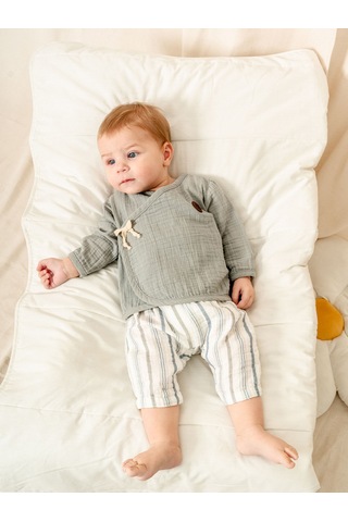 Müslin Kruvaze Takım Şık Ve Rahat Tasarım 1-12 Ay Kd53219 Gri