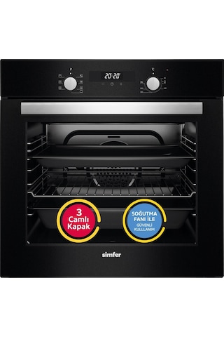 Simfer 8 Fonksiyon Power Turbo Siyah 2'li Ankastre Set (7327 Fırın + 3500 Ocak)