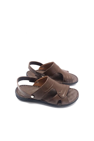 Deritarz Hakiki Deri Tam Ortopedik Masajlı Kahve Erkek Sandalet Kahverengi