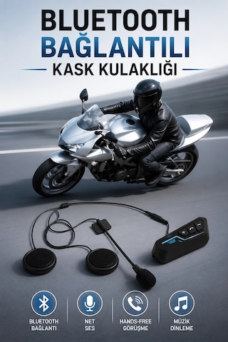 Kask Kulaklığı Motosiklet Intercom Interkom Dinleme Konuşma Özellikli Su Geçirmez 49904665