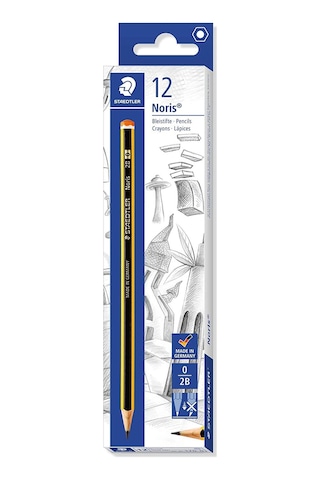 Staedtler 120-0 Noris Kurşun Kalem 120 Sertlik Derecesi 2b, 12 Adet, Siyah Çok Renkli