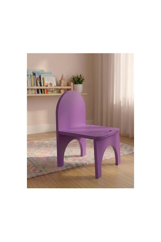 Montessori Mdf Çocuk Sandalyesi, Modern Tasarım, Güvenli Ve Dayanıklı Ahşap Çocuk Sandalyesi Mor