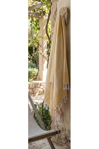 Lüks Hürrem Desen Peştemal 90x170 Cm - Pamuklu Ultra Hafif Hızlı Kuruyan Plaj Hamam Sauna Havlusu Sarı
