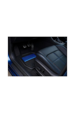 Dacia Sandero 2010 Uyumlu 3 Cm Havuzlu 5 Parça Set 3d Paspas Takımı Siyah - Mavi