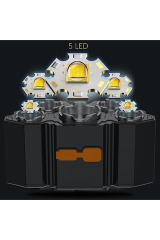 Usb Şarjlı 150w Ultra Güçlü Led Şarjlı 5 Led 5x Cree Led Kafa Feneri Avcı Feneri Balıkçı Kamp Feneri Diğer