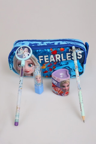 X Dekomus Fearless Collection Lisanslı Elsa Frozen Kırtasiye Seti Kalem Çantası,ruj Silgi,kalemtraş,kalem Altın