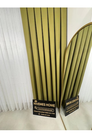 Nivemeshome Roma Keten 1/3 Sık Pileli Yeşil Fon Perde Apm Yeşil