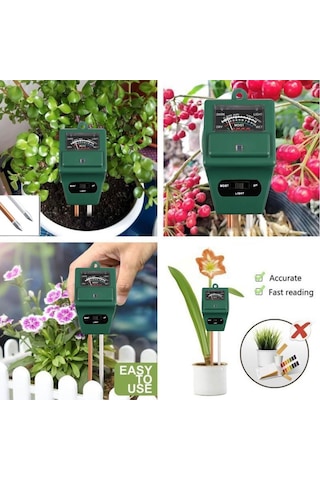 Unichrome Toprak PH Ölçer Nem - Işık - Metre - Toprak Ölçüm Cihazı