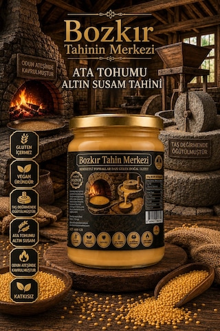 Bozkır Tahin Merkezi Yerli Ata Tohumu Altın Susam Taş Değirmen Tahini Kavrulmuş 600 G