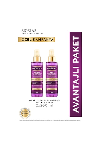 Keratin Kolajen Sıvı Saç Kremi 2 X 200 Ml - Onarıcı, Dolgunlaştırıcı, Kolay Tarama
