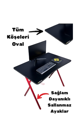 Heygaming2 Profesyonel Oyuncu Masası Siyah Kırmızı 110 Cm