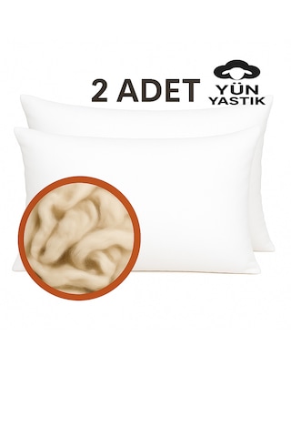 Ozn Home 2 Adet %100 Doğal Yün Yastık Merinos Yünü Yastık 1000 Gr Dolgulu Yastık Beyaz