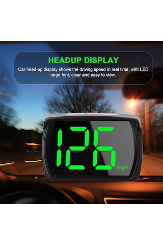 Monyee Siyah Gps+beidou Çift Mod Araç Yüksek Görünürlük Hız Gösterici Km/h/mph + Araç Şarj Adaptörü Paketi 2 - Usb Plug & Play, Gölgelikli, Konforlu Sürüş İçin