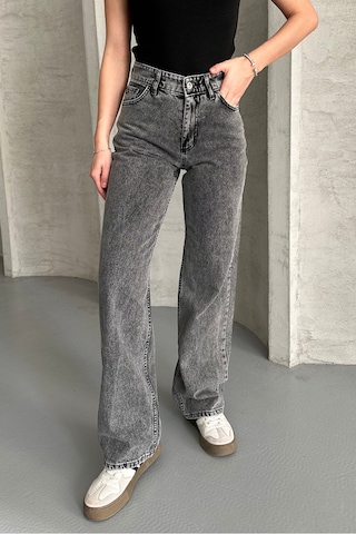 Palazzo Füme Yüksek Bel Jeans Füme