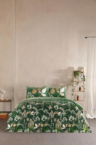 Doqu Home Saten Nevresim Takımı Çift Kişilik Rose Glow Yeşil