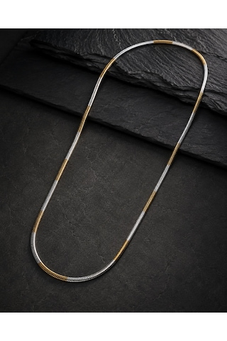 Fusion Asalet Erkek Kolyesi 65-70 Cm İki Renk Yılan Zincir Kuyum Model Gold Gümüş Erkek Kolye 316l Paslanmaz Çelik Premium Kalite, Üstün Dayanıklılık Renkli