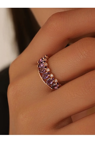 Serebranyj Dom 925 Ayar Gümüş Doğal Ametist Yüzük 173264017 Altın