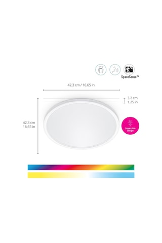 Wiz Superslim 22w Beyaz Sıva Üstü Rgb Akıllı Led Yuvarlak Panel Tavan Armatürü 42 Cm Çapında 2600 Lumen Renkli